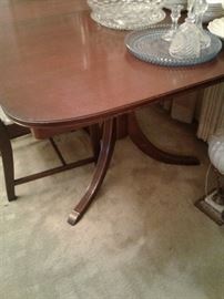 View of Mahogany Duncan-Phyfe table leg.