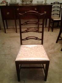 Wonderful six (5 sides and 1 arm) Antique Chippendale "Ladder-Back" chairs.