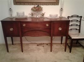 Close-up of antique mahogany sideboard/buffet.