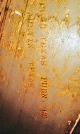 Back of 5-Drawer Small Chest stamped "Texas Furniture  Co. of Austin, Texas.