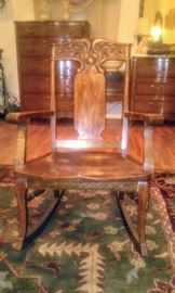 Late 1800's Antique golden "Tiger-Oak" rocking chair.