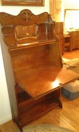 Inside of Antique Drop-Front Secretary.