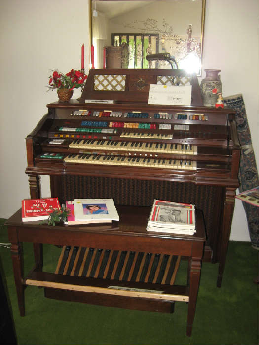Wurlitzer Cherry wood triple deck organ and bench