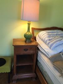 End Table, Lamp and Twin Bed.