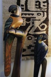 Birds on stands, weavings