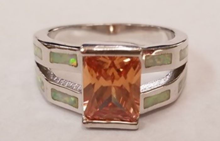 Orange Sapphire & fire opal sterling ring