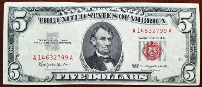 (20) Red Seal $5 Bills