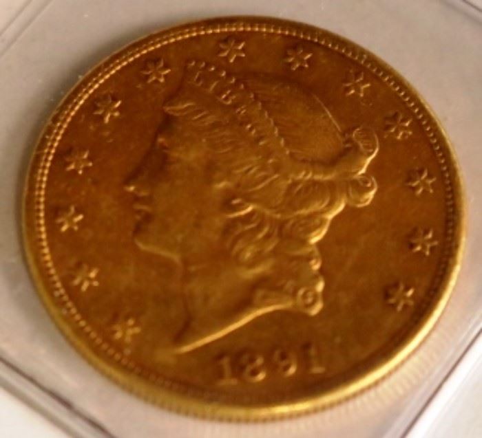 1891 US $20 Liberty gold coin