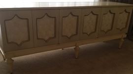 Vintage Matching Buffet / Console w Shell Accented Doors