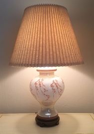 Pair Ginger Jar Lamps Cherry Blossoms