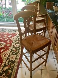 4-Ethan Allen rush seat bar stools 