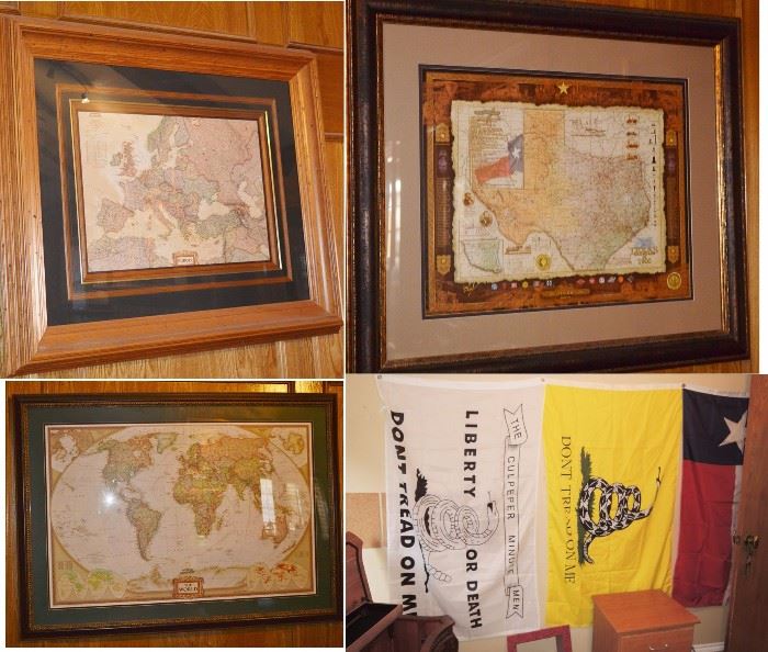 Framed maps - these and more.  flags