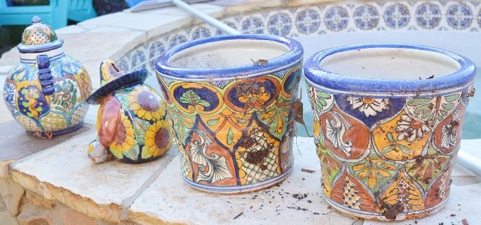 Mexican tile decor and pots