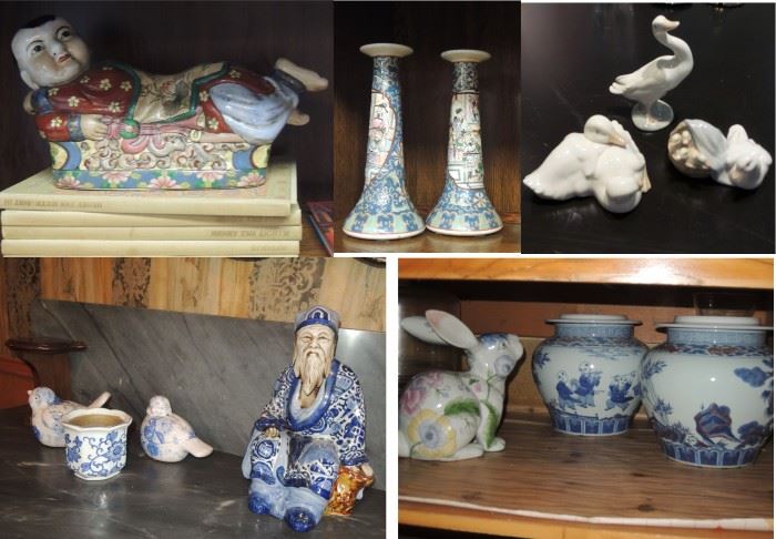 Oriental style figurines.  Lladro ducks