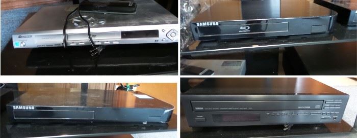 BluRay, DVD, CD and video players: Samsung, Pioneer, Yamaha
JVS stereo system (small)
New in Box games including electronics
Bose surround sound system and music systems

