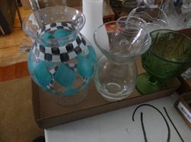 Glass decor, glass vases, glass basket very old 50 ...