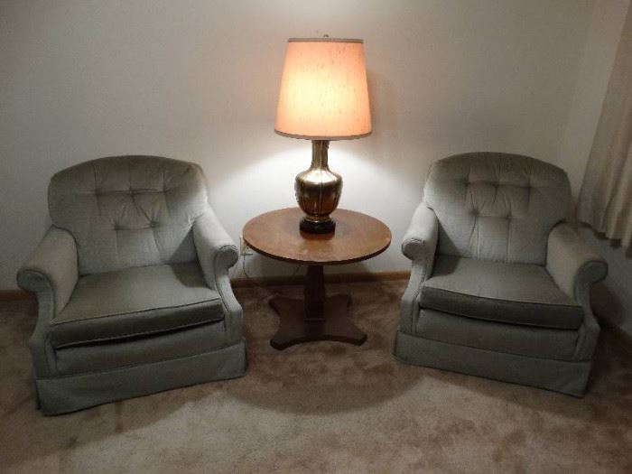 Pair of vintage sage club chairs