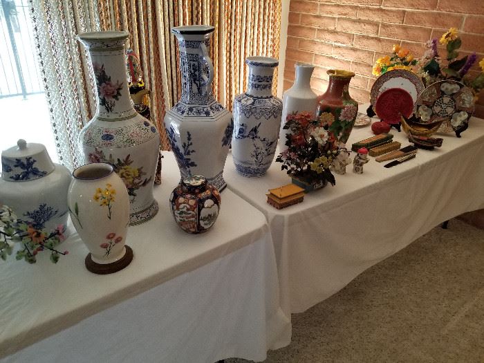 Large Oriental Vases, Stone Flowers, Tiffany Vase, Fans