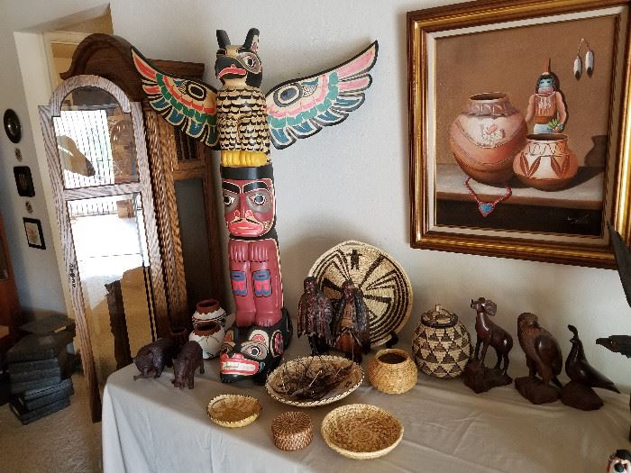 Totem from the Northwest, Wood Carvings, Baskets & Pottery