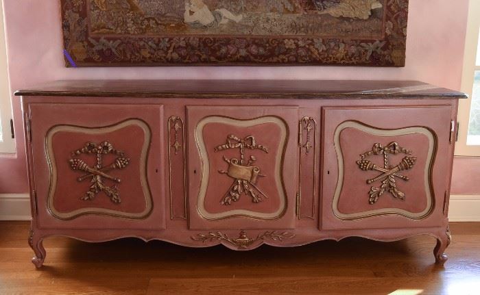 FRENCH STYLE PAINT DECORATED SIDEBOARD