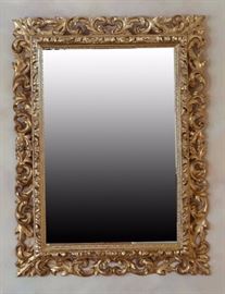 LARGE GILT WOOD ROCCO STYLE MIRROR