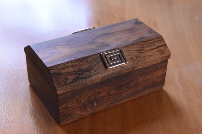 ROSEWOOD AND SILVER BOX