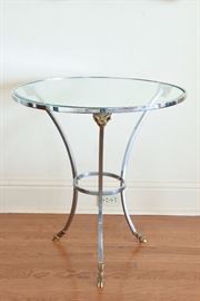 CHROME AND BRASS NEOCLASSICAL STYLE TABLE