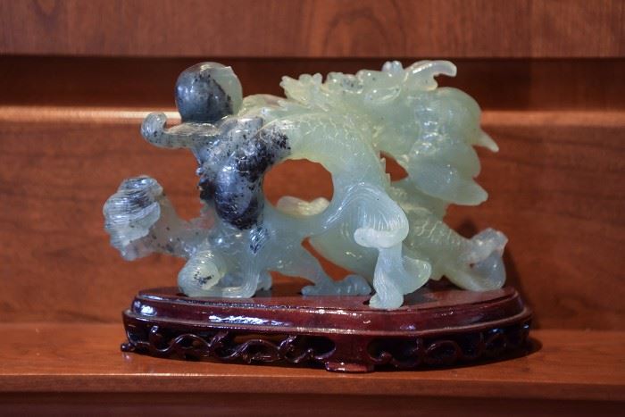 CHINESE CARVED JADE DRAGON FIGURE