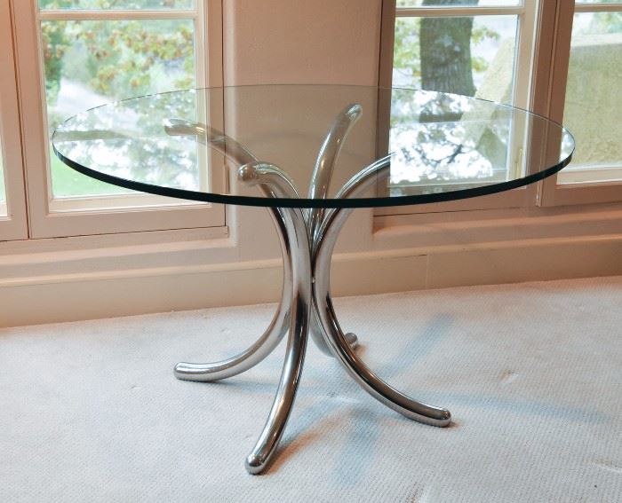 CHROME AND GLASS MODERNIST TABLE