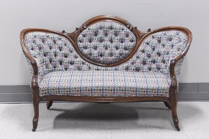 VICTORIAN SETTEE WITH MODERN UPHOLSTERY
