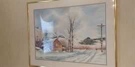 John Stockard signed original watercolor painting - framed art
