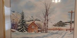 John Stockard signed original watercolor painting - framed art