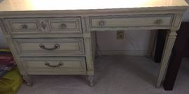 Vintage off-white//cream with baby blue trim lighted desk/hutch/bookcase and chair