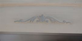 Vintage off-white//cream with baby blue trim lighted desk/hutch/bookcase and chair