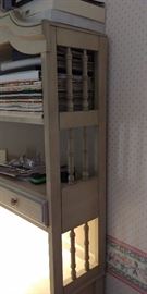 Vintage off-white//cream with baby blue trim lighted desk/hutch/bookcase and chair