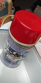 Vintage metal lunch box with thermos