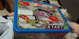 Vintage metal lunch box with thermos