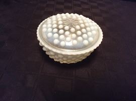 Hobnail candy dish with lid