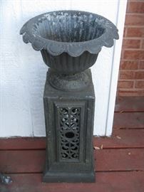 Antique Cast Iron Tall Flower Holder on Pedestal