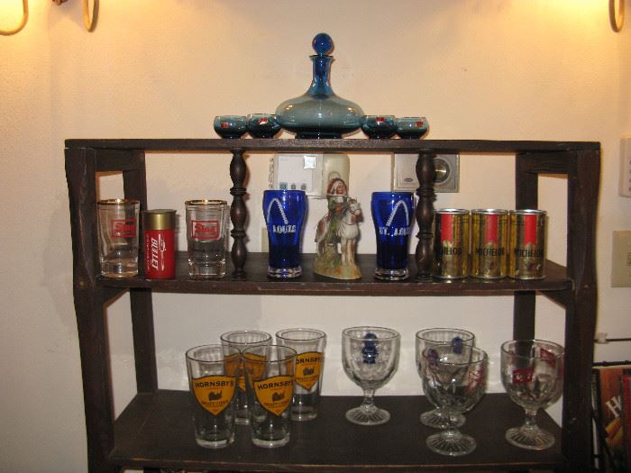 Hornsbey, Strohs, Budweiser & St. Louis Blue Beer Glasses