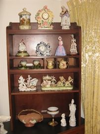 Hull Candle Holders, Vintage Japan Carriages, Fenton Compote, Rosville Basket Vase