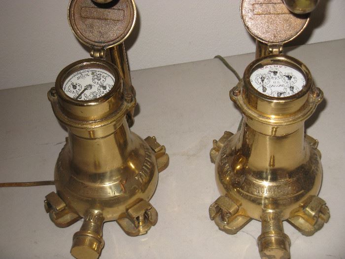 RARE Neptune Water Meter Solid Brass Table Lamps - Trident New York
