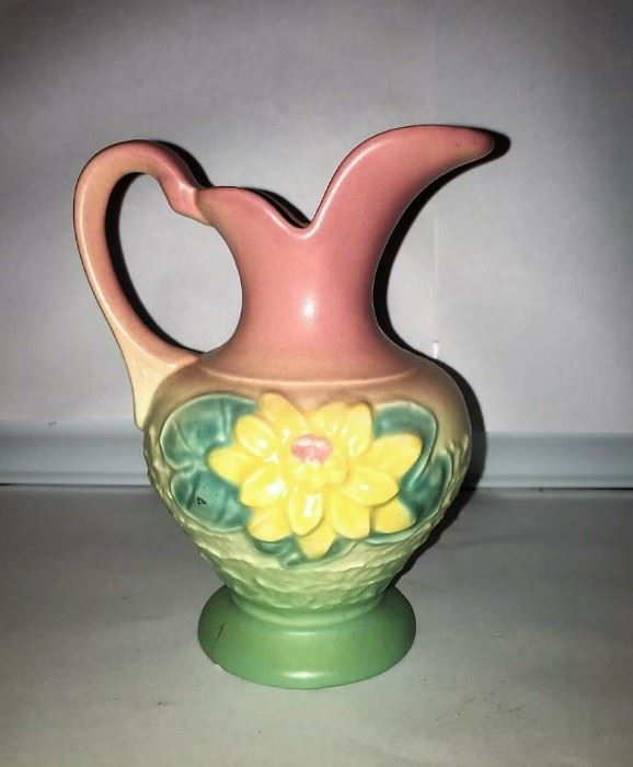 Hull Art Pottery Pitcher - 1940s Art Deco Water Lily Pattern