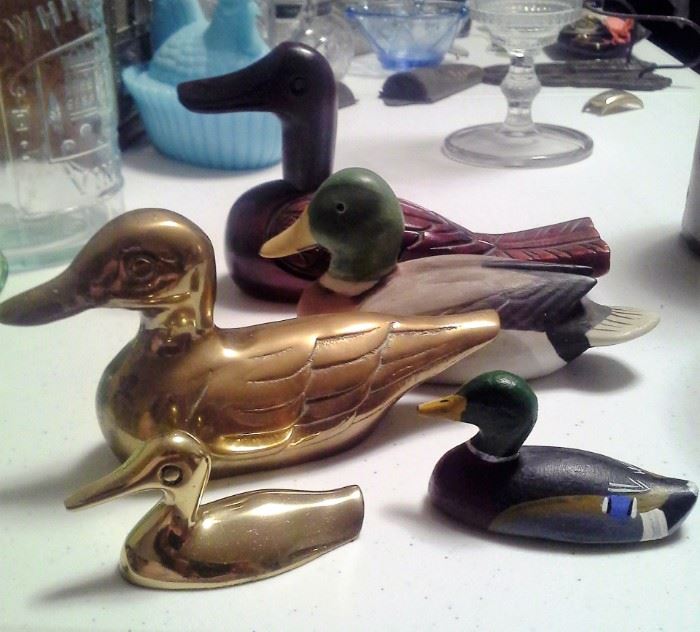 Collection of Small Ducks Paperweights and Figurines