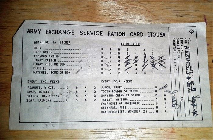 WWII Ration Card ETOUSA