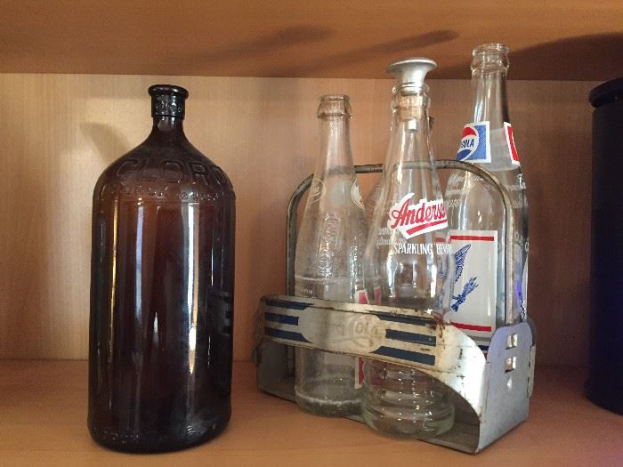 Vintage Bottles and Pepsi-Cola 6 Bottle Carrier