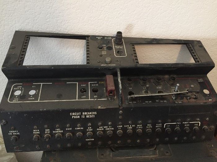 AN/ARC-27 Control Panel Cover; complete with labels for controlling wing flaps, landing gear, bombs, guns, etc
