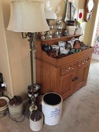 Vintage Crocks, Vintage Insulators, Vintage Floor Lamp