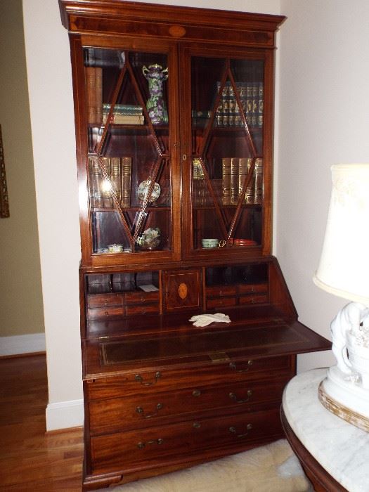 18th Century English Sheraton Mahogany Secretary-Estate of the Owner of all South Federal Banks in FL