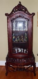 Asian Rosewood Elaborately Designed & Heavily Carved Curio Cabinet